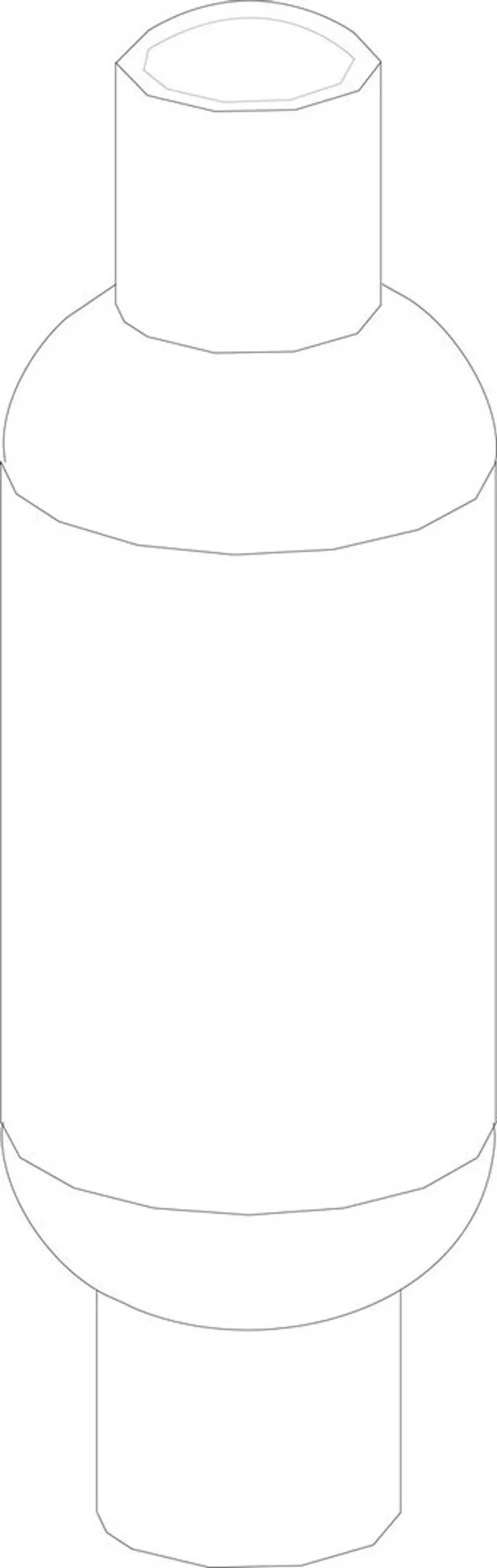 Bosch Trockenfilter mit zylindrischer Form und zwei Anschlussöffnungen, dargestellt in einer schematischen, linienbasierten Darstellung.